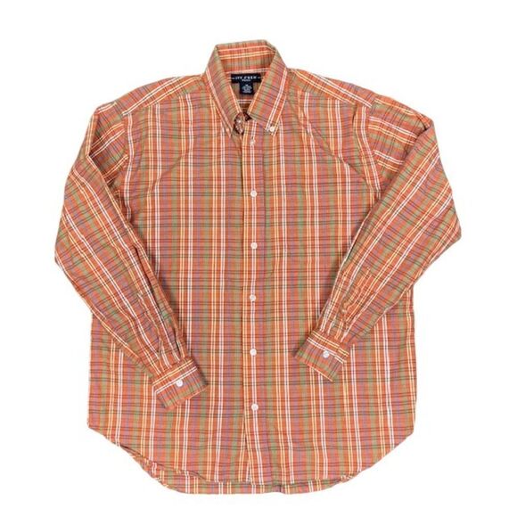 Ivy Crew Men's Button Down Shirt Orange Plaid Multicolor Size Medium - Picture 1 of 7